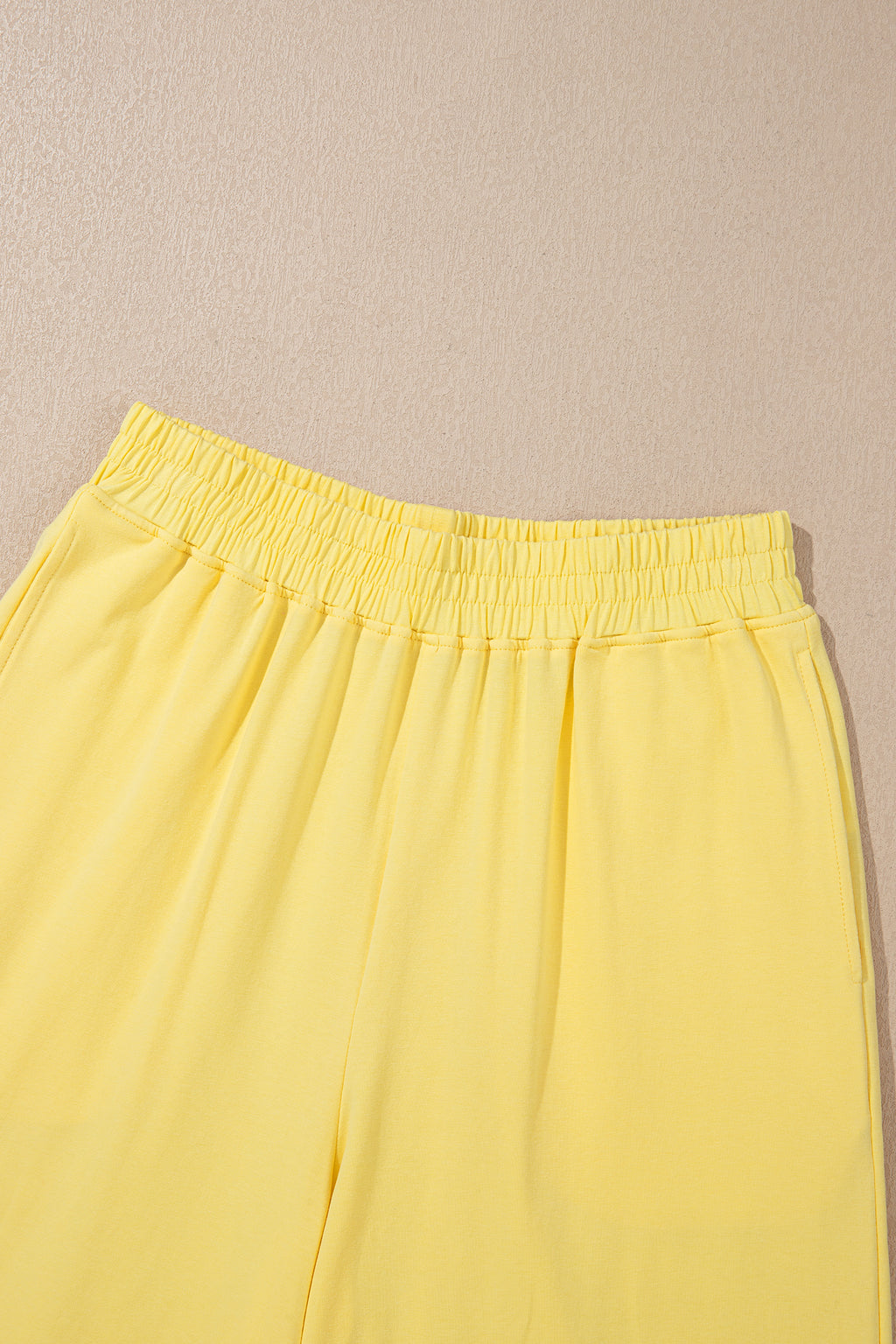 Yellow Cream Solid Color Cropped Tank Top and Jogger Pants Set