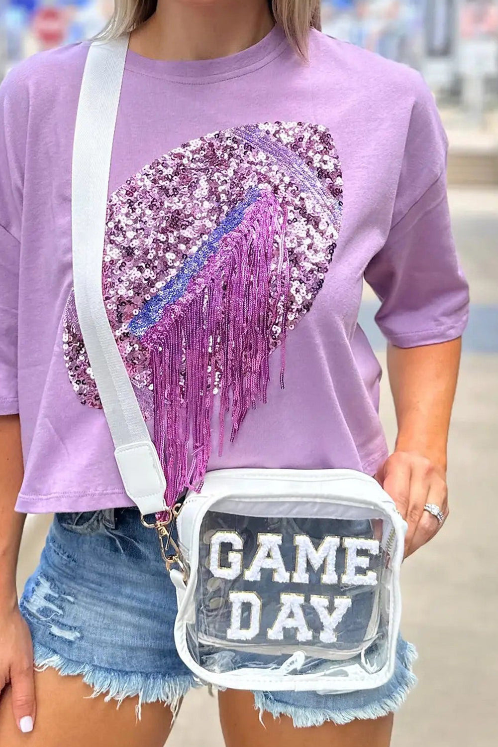 White Clear PVC GAME DAY Summer Fashion Single Shoulder Bag