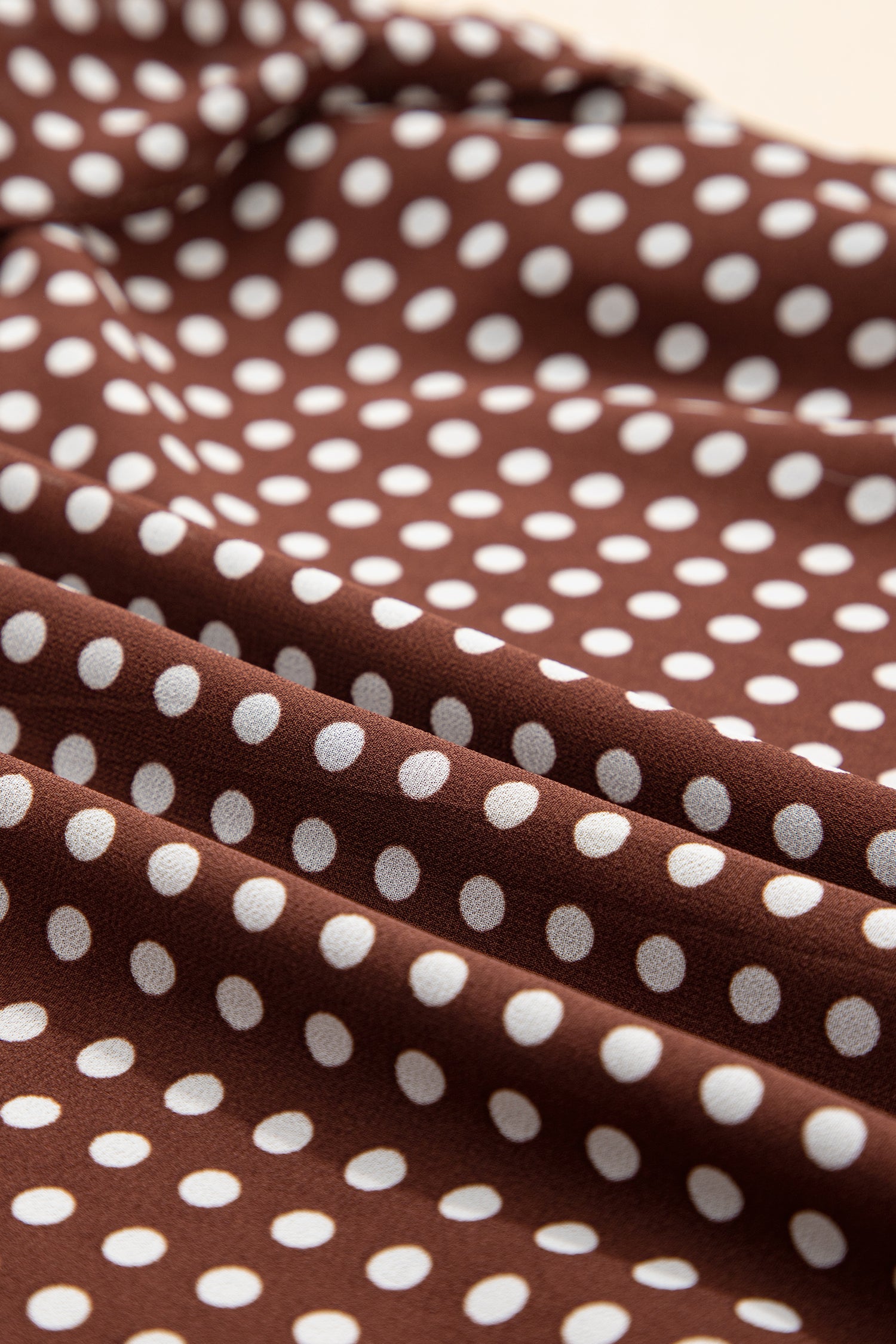 Coffee Polka Dot Print Backless Ruffled Tiered Maxi Dress