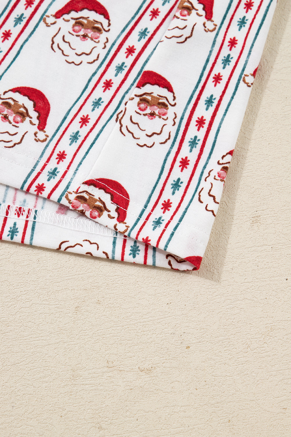 White Santa & Stripes Ruffle PJ Set