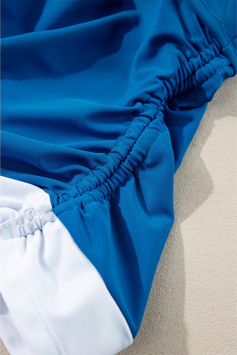 Prussian Blue Drawstring Tummy Control Mix-and-match 2pcs Tankini Swimsuit