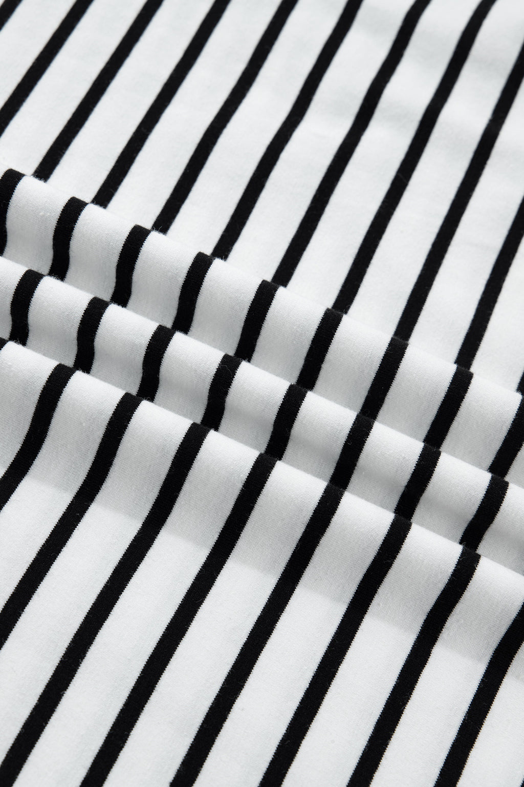 Black Stripe Cuffed Sleeve Button Detail Loose Tee