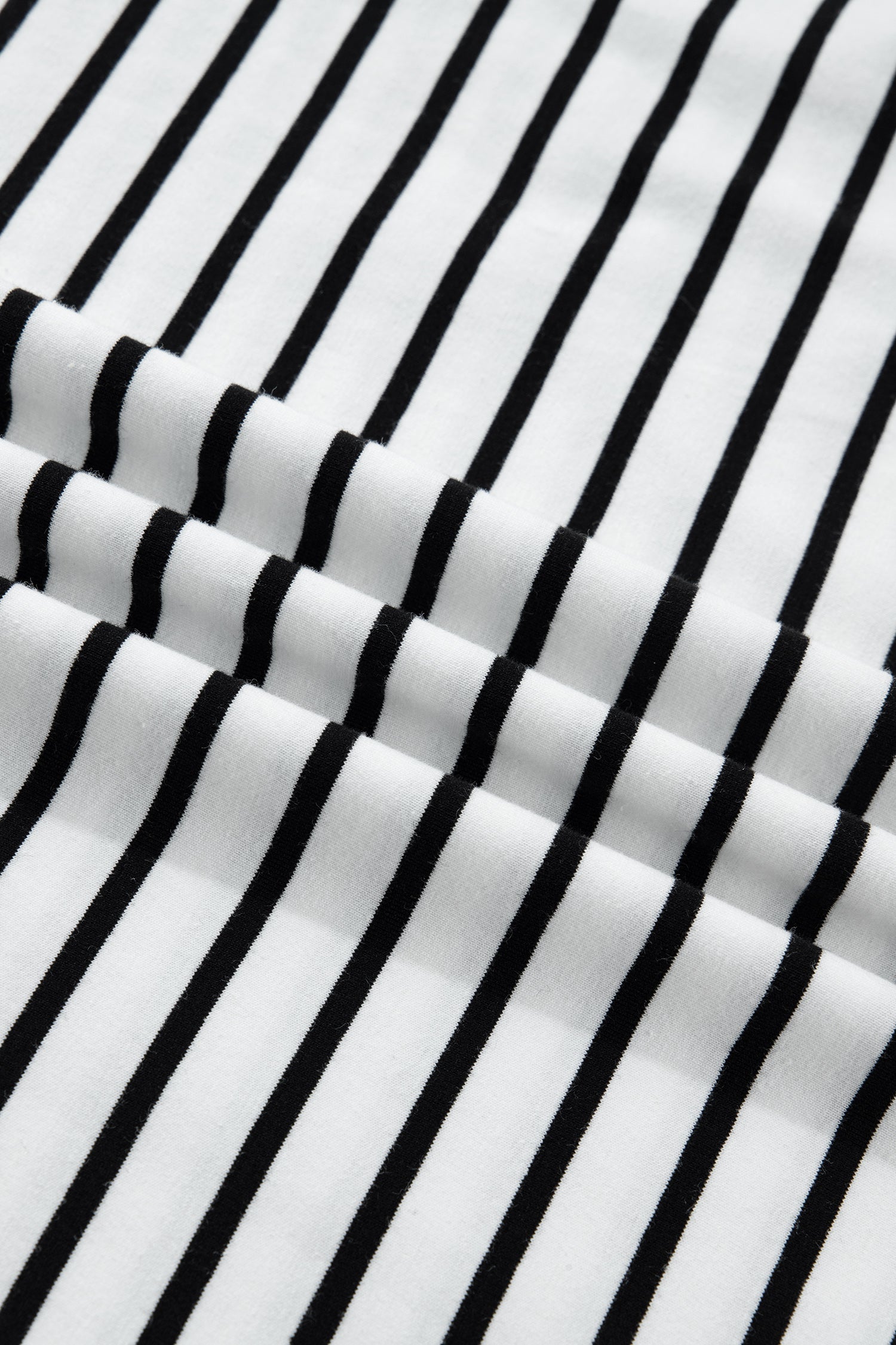 Black Stripe Cuffed Sleeve Button Detail Loose Tee