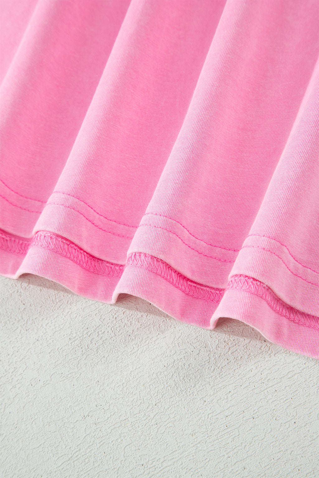 Sachet Pink Plus Size Mineral Wash Raw Edge Round Neck Tee