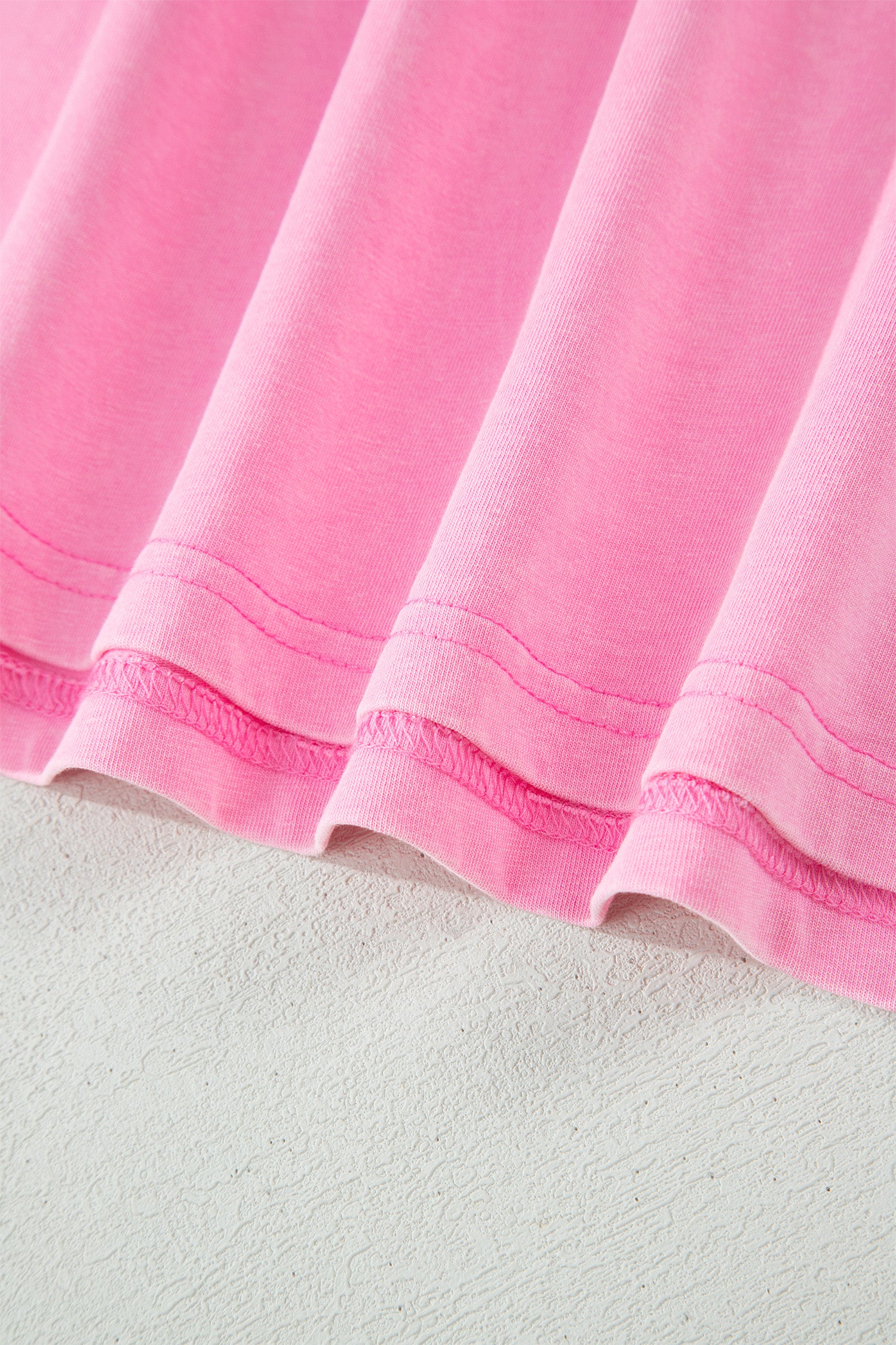 Sachet Pink Plus Size Mineral Wash Raw Edge Round Neck Tee