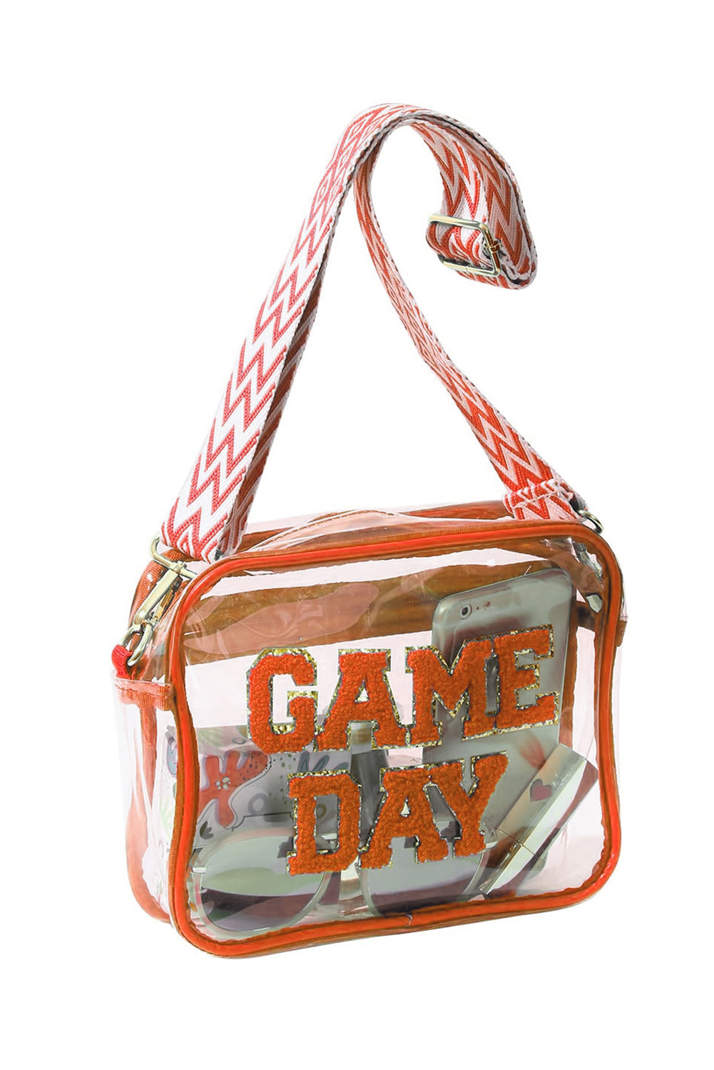 Orange Clear PVC GAME DAY Summer Fashion Single Shoulder Bag