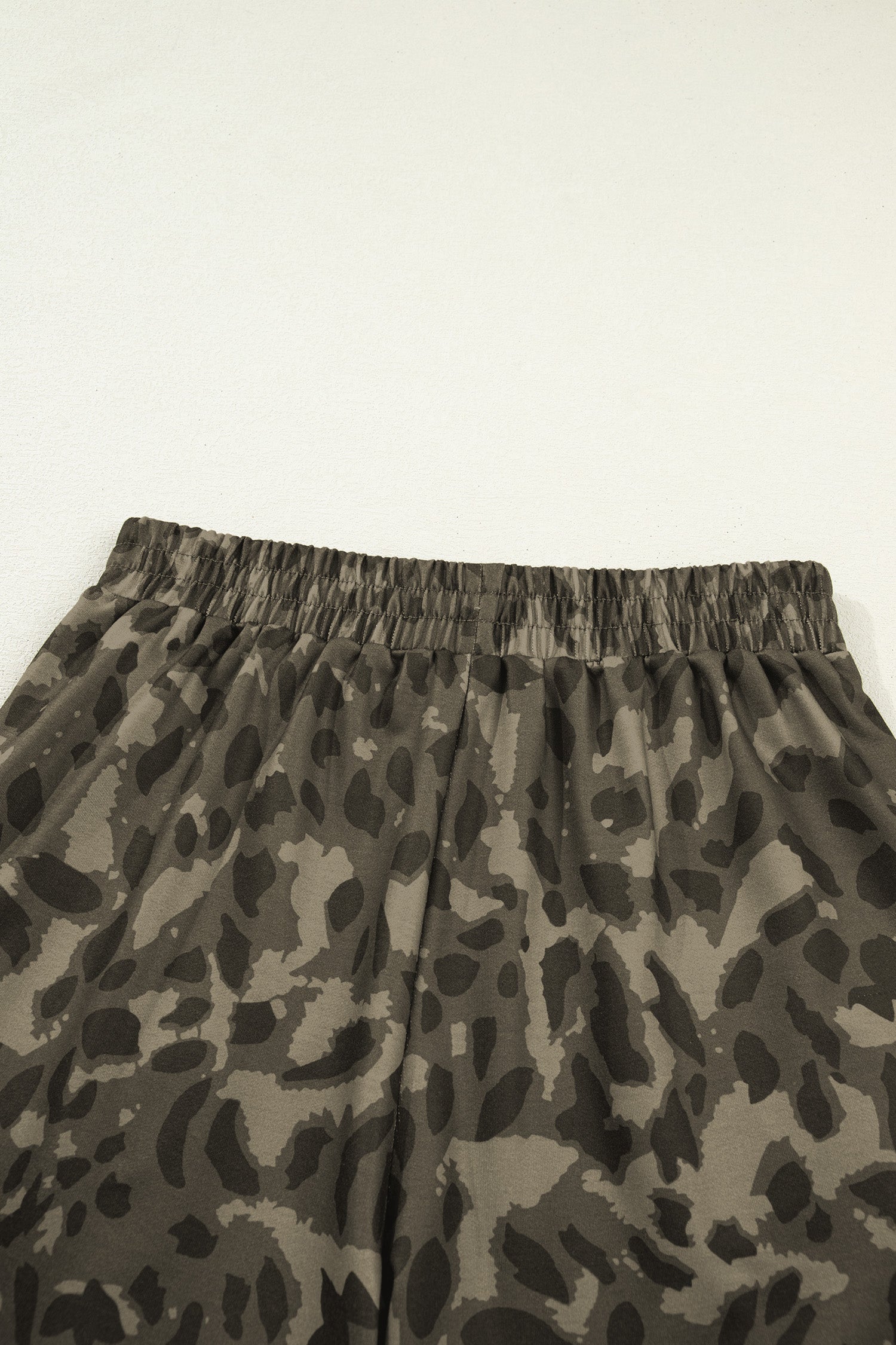 Brown Leopard Print Crew Neck Short Set