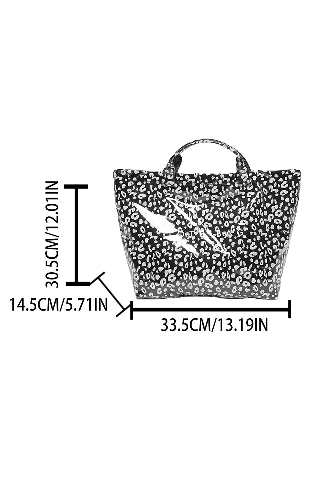 Color black Leopard PU Leather Water Proof Tote Bag