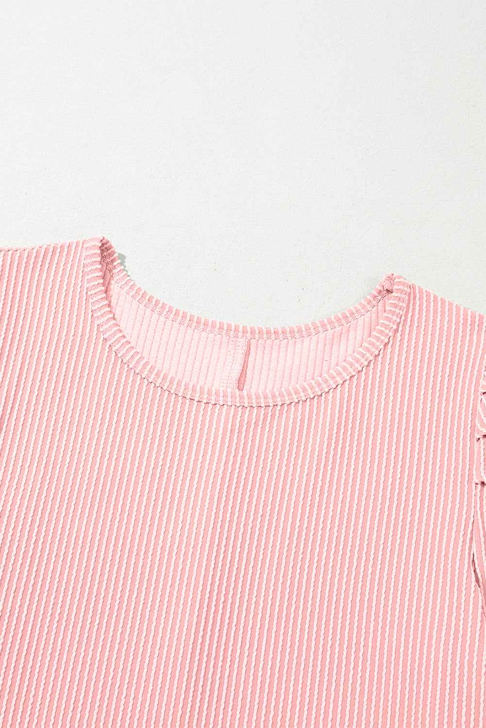 Blossom Corded Knit Crew Neck Puff Sleeve Shift Mini Dress