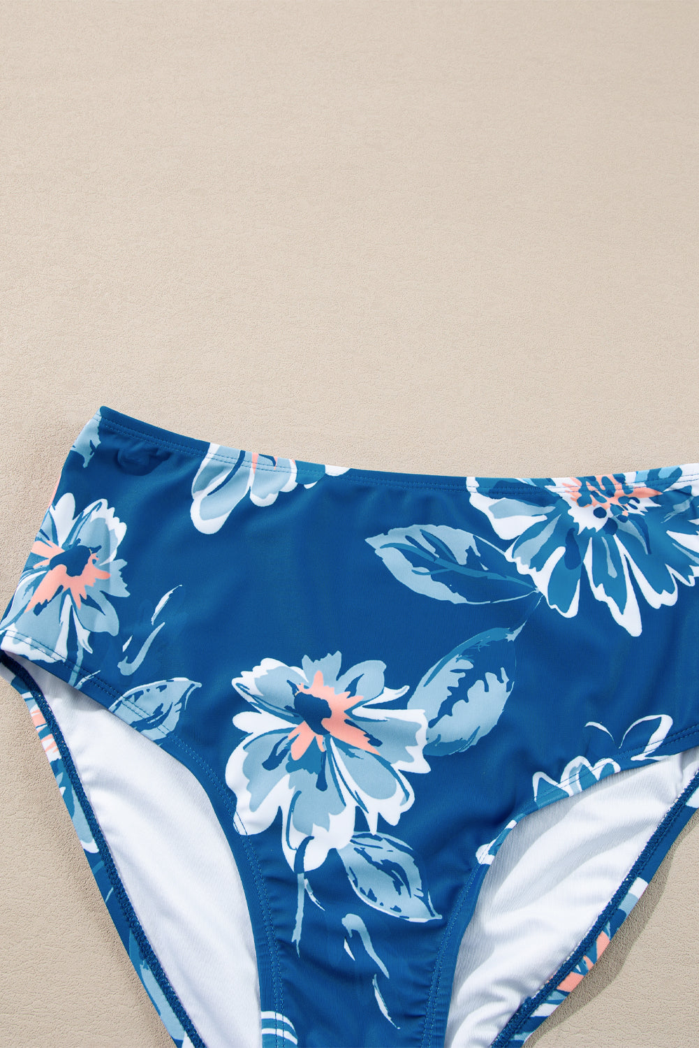 Prussian Blue Drawstring Tummy Control Mix-and-match 2pcs Tankini Swimsuit