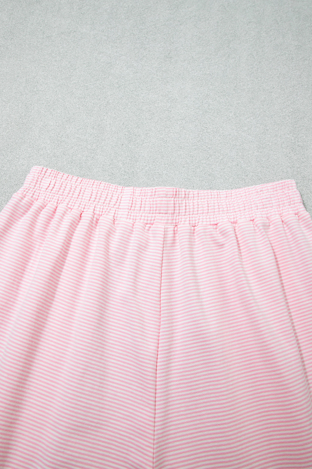 Pink Stripe Color Block Trim Mock Neck Pullover Drawstring Pants Casual Outfit