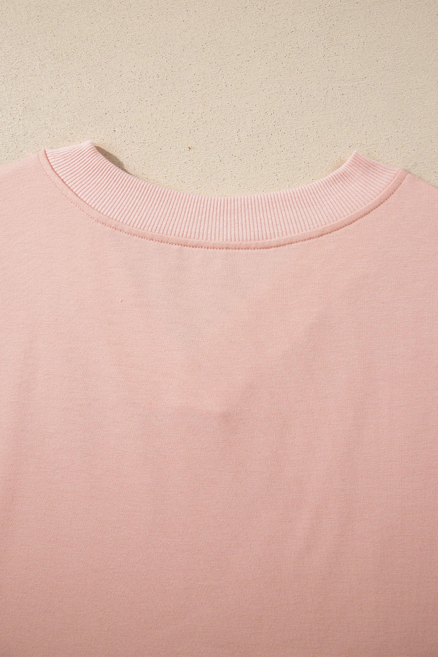 Apricot Pink Solid Color V Neck Tee Drawstring Pant Set