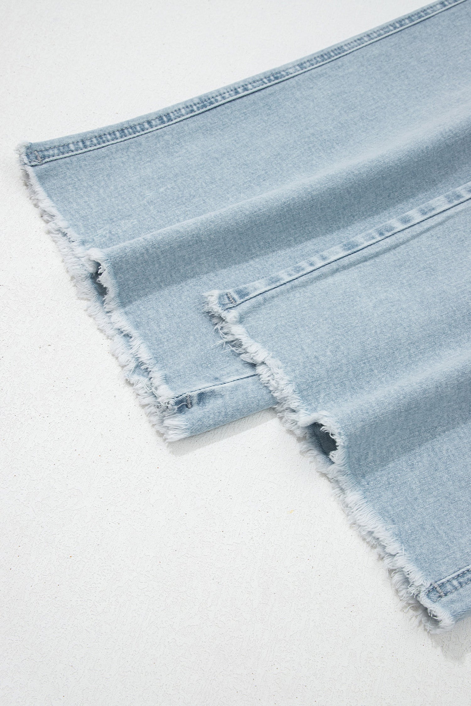 Beau Blue Frayed Cropped Barrel Jeans