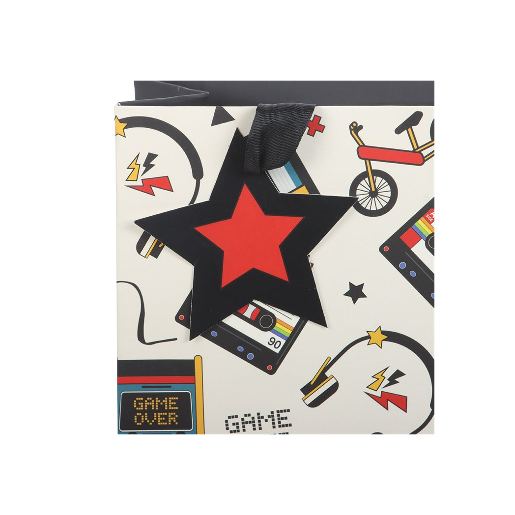23cm Medium Retro 80s Print Gift Bag