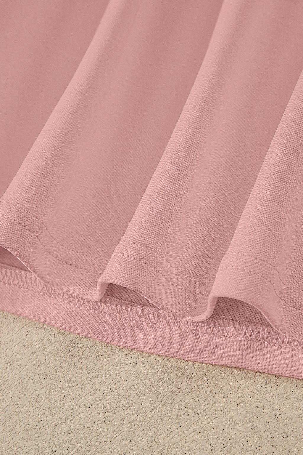 Pink Solid Color High Neck Oversize Tee
