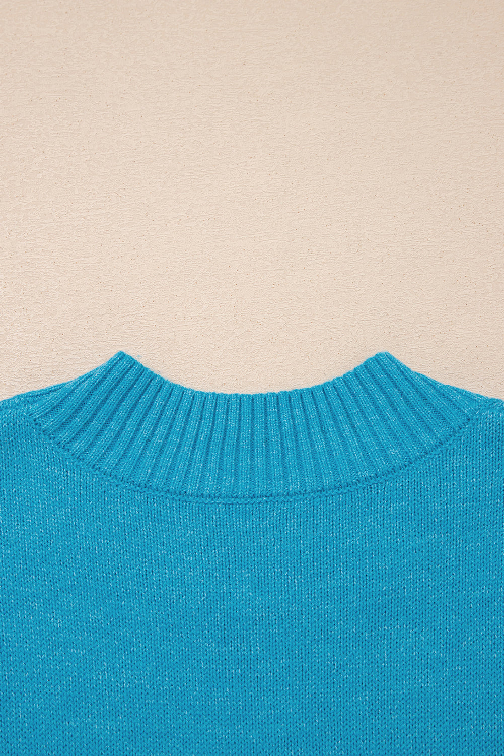 Blue Contrast Stitch Trim Knot Side Mock Neck Sweater Vest