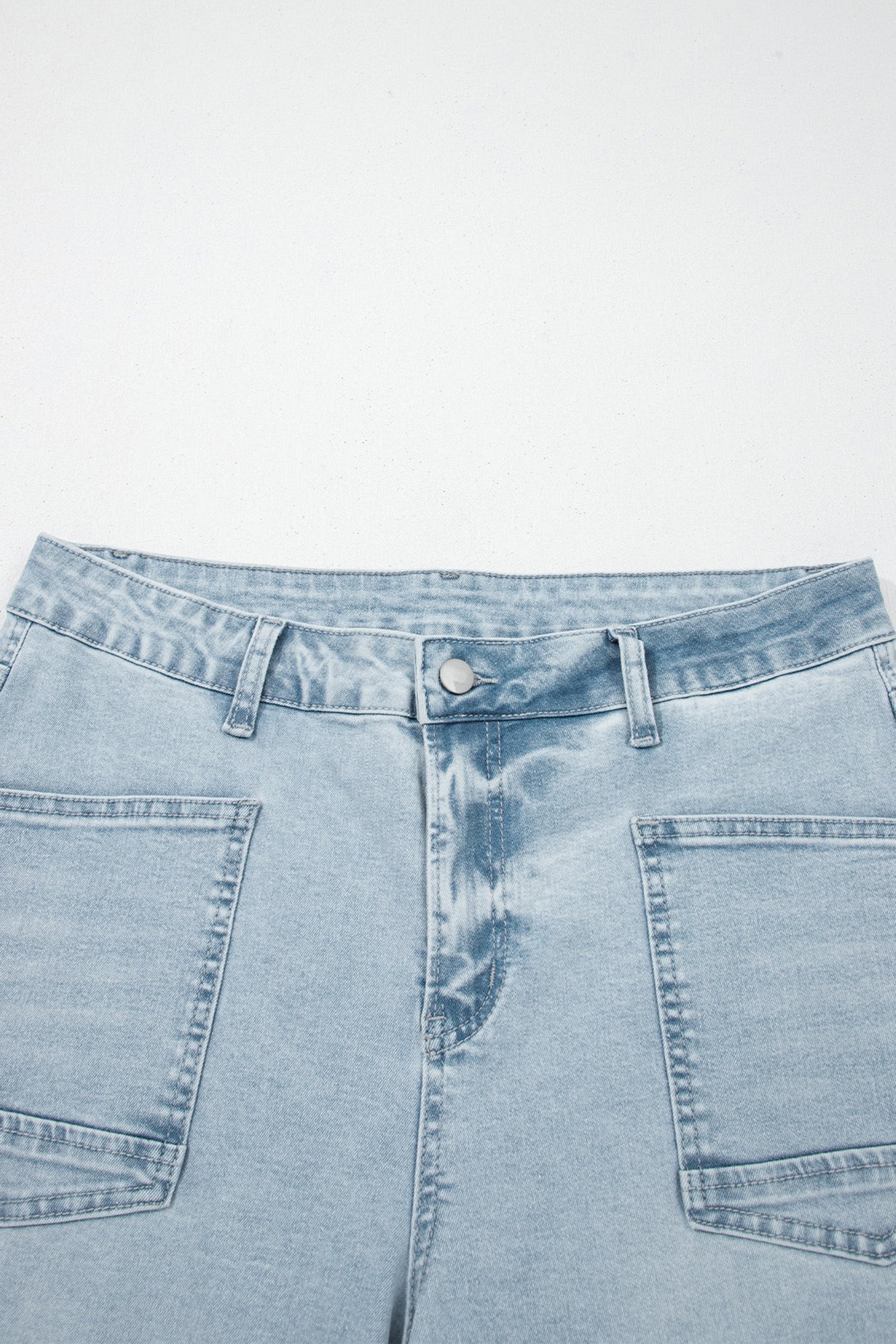 Beau Blue Frayed Cropped Barrel Jeans