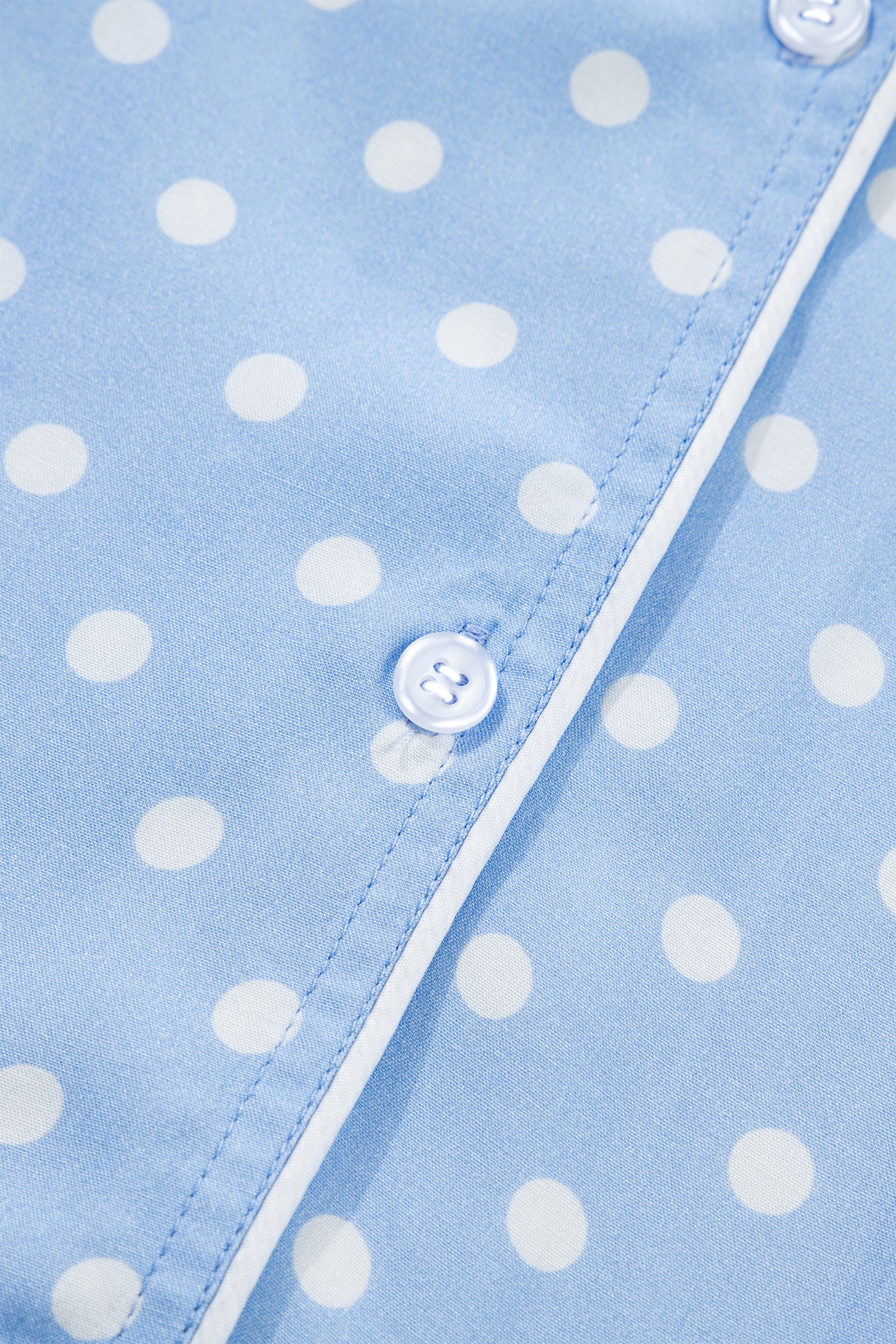 Sky Blue Dotted Print Soft Short Pajama Set