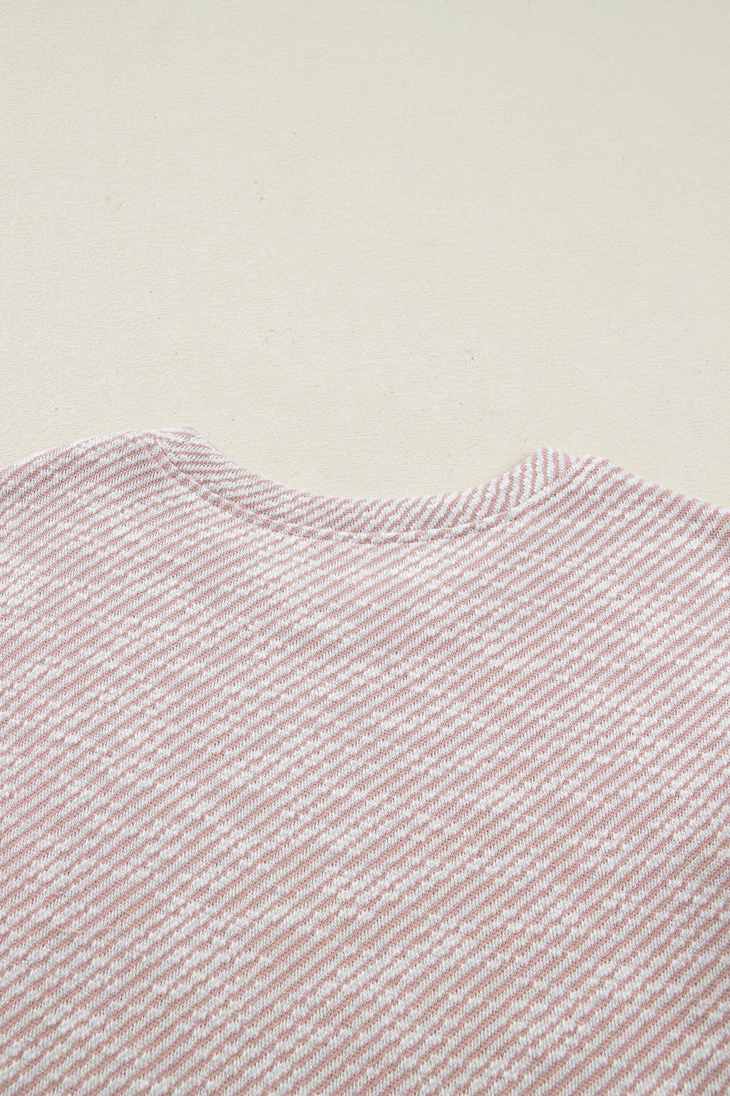 Light Pink Twilled Print Lace Trim Ruffled Short Sleeve Blouse