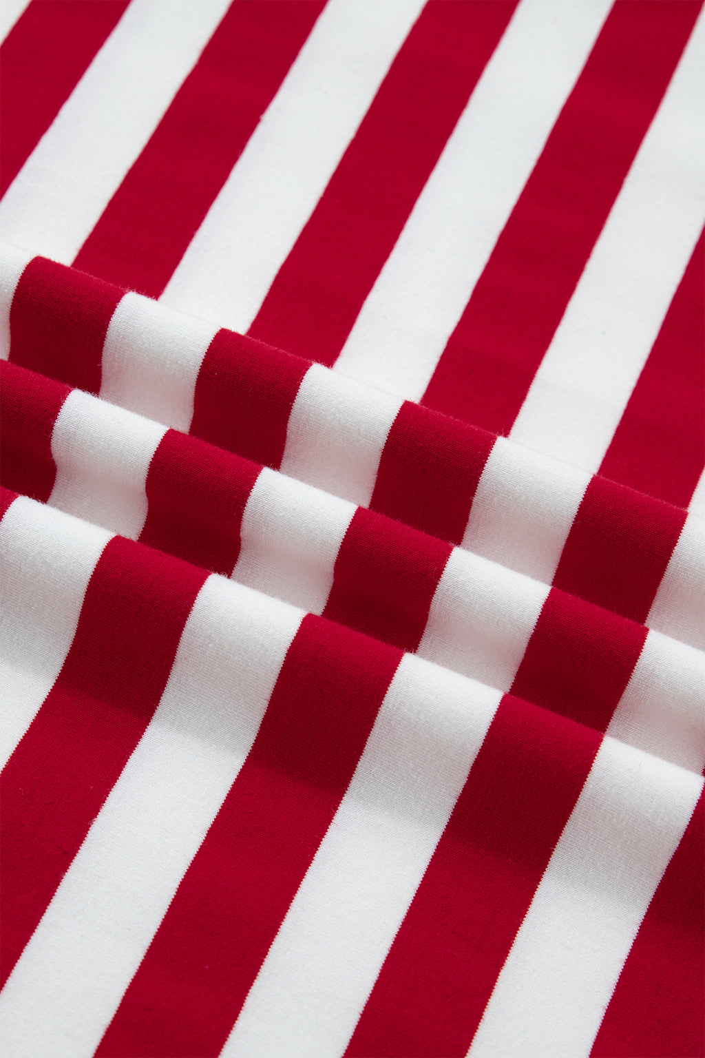 Red Stripe Patchwork Round Neck T Shirt