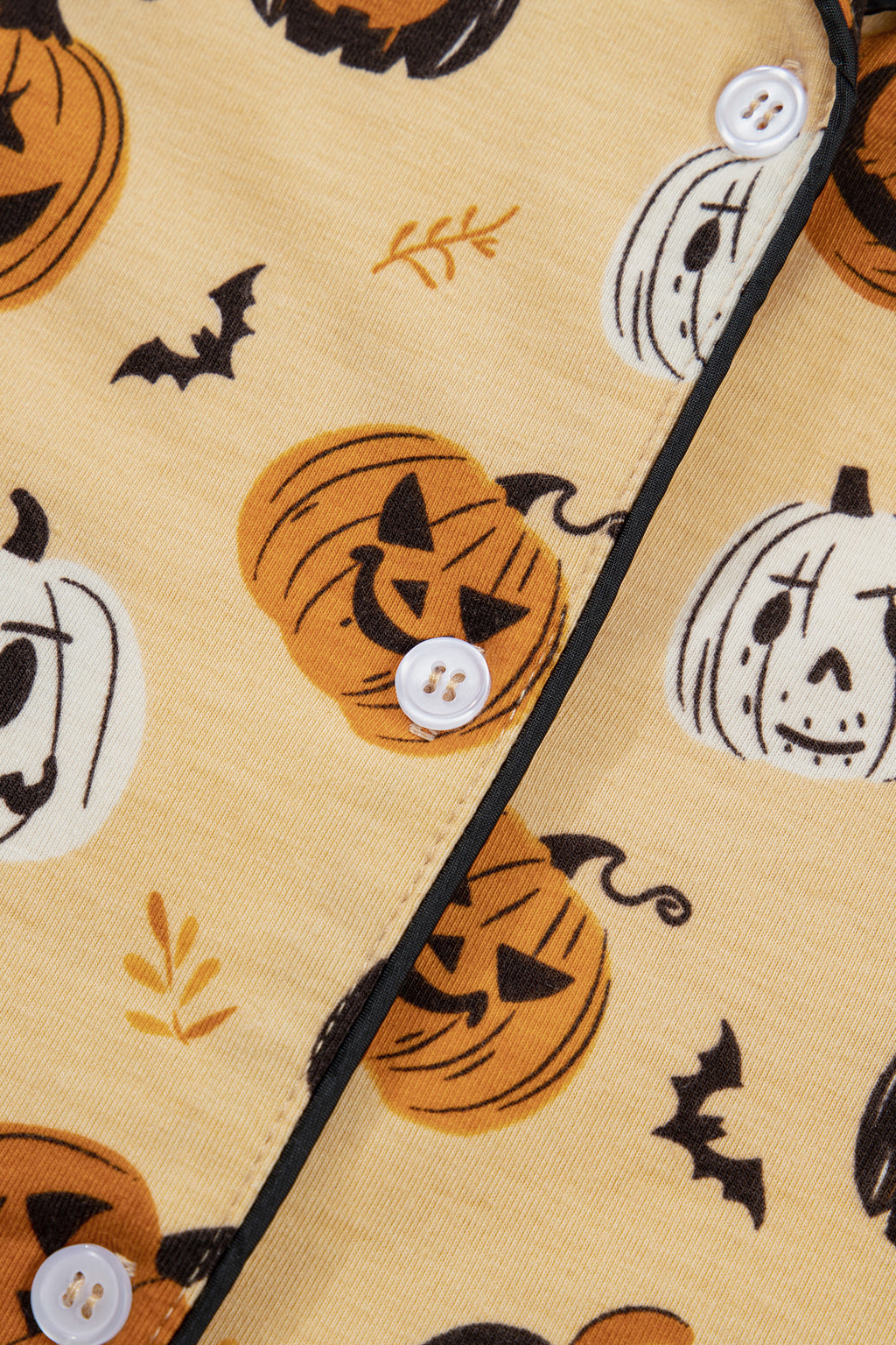 Orange Long Sleeve Ruffle Pumpkin Face Print Two Piece Lounge Set
