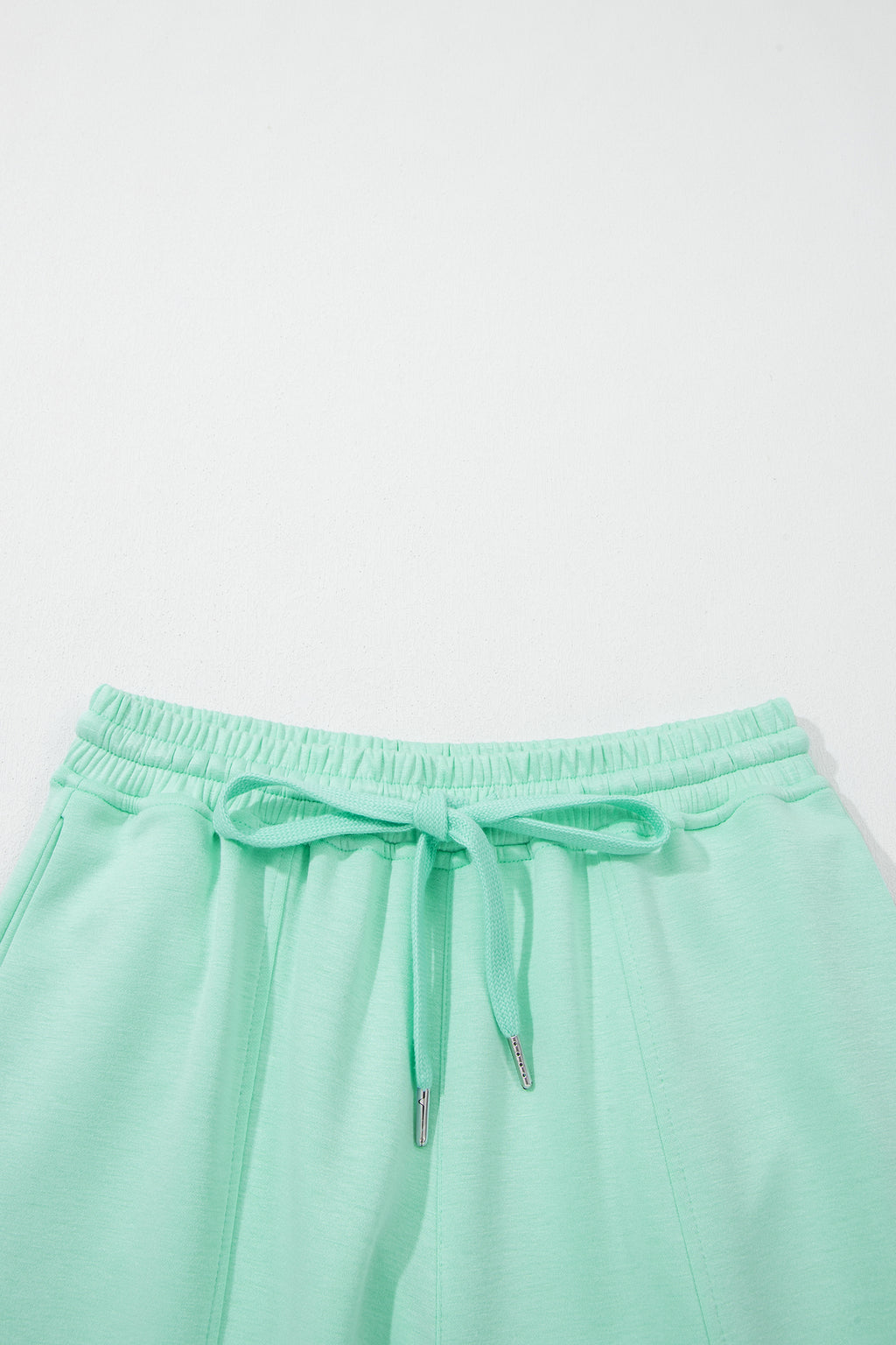 Moonlight Jade Drawstring Elastic Waistband Solid Color Two Piece Casual Set