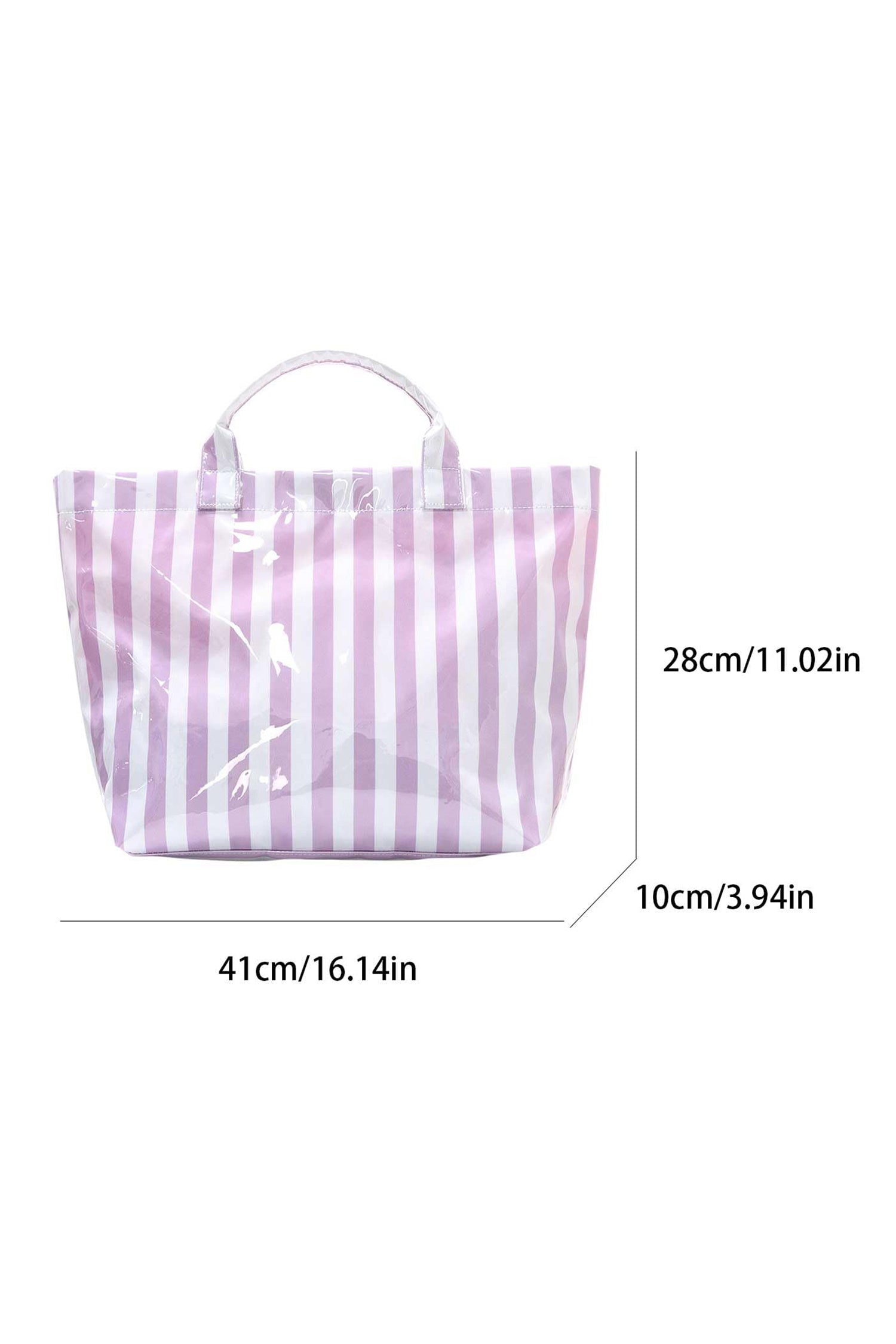 Wisteria Glossy Striped Vinyl Large Tote Bag (Color Varied)