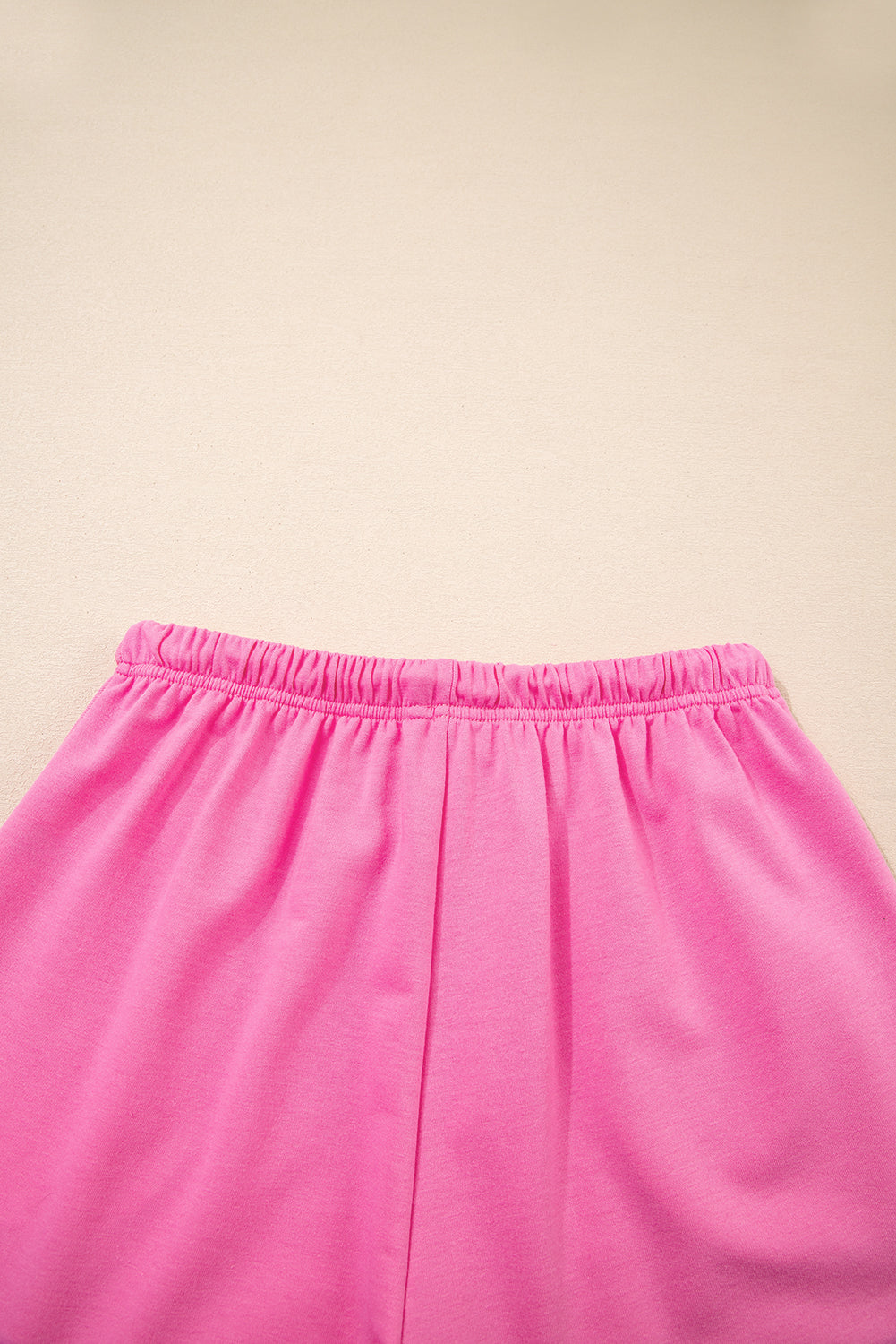 Bonbon V Neck Drop Shoulder Tee and Patchwork Drawstring Elastic Waistband Shorts Set