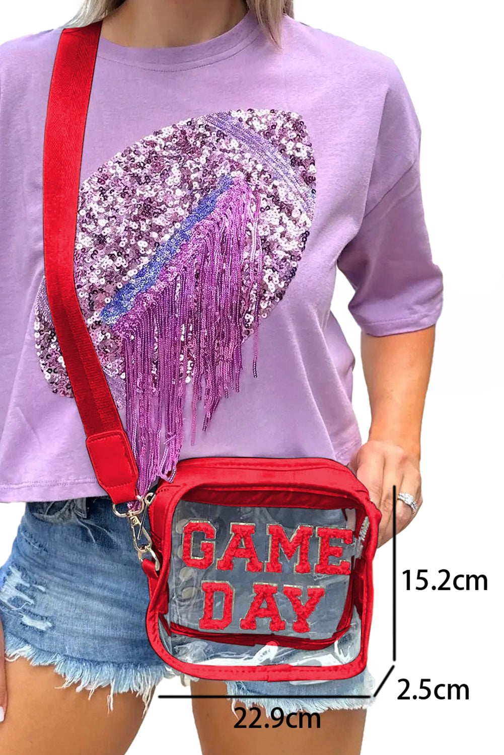 Fiery Red Clear PVC GAME DAY Summer Fashion Single Shoulder Bag