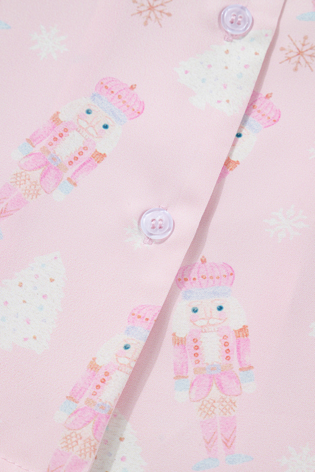 Pink Bow Tie Front Christmas Nutcracker Long Sleeve Shirt Shorts Pajama Set