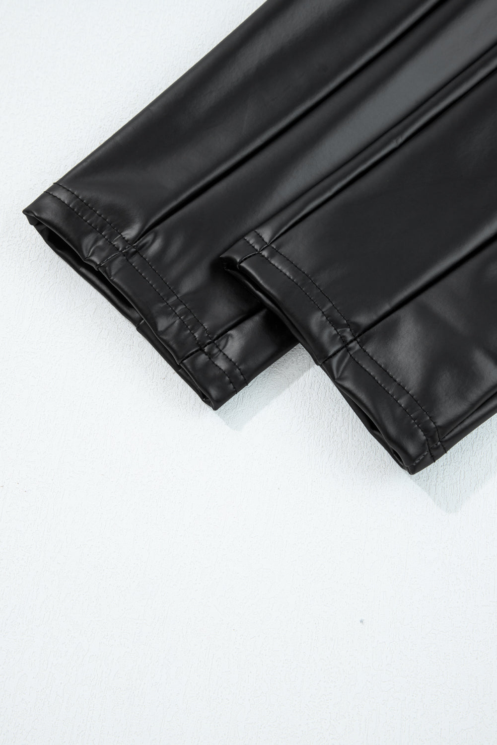 Black Faux Leather Seamed Leg High Waist Leggings