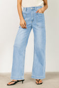 Iceland Blue Square Patch Pocket High Rise Shift Jeans