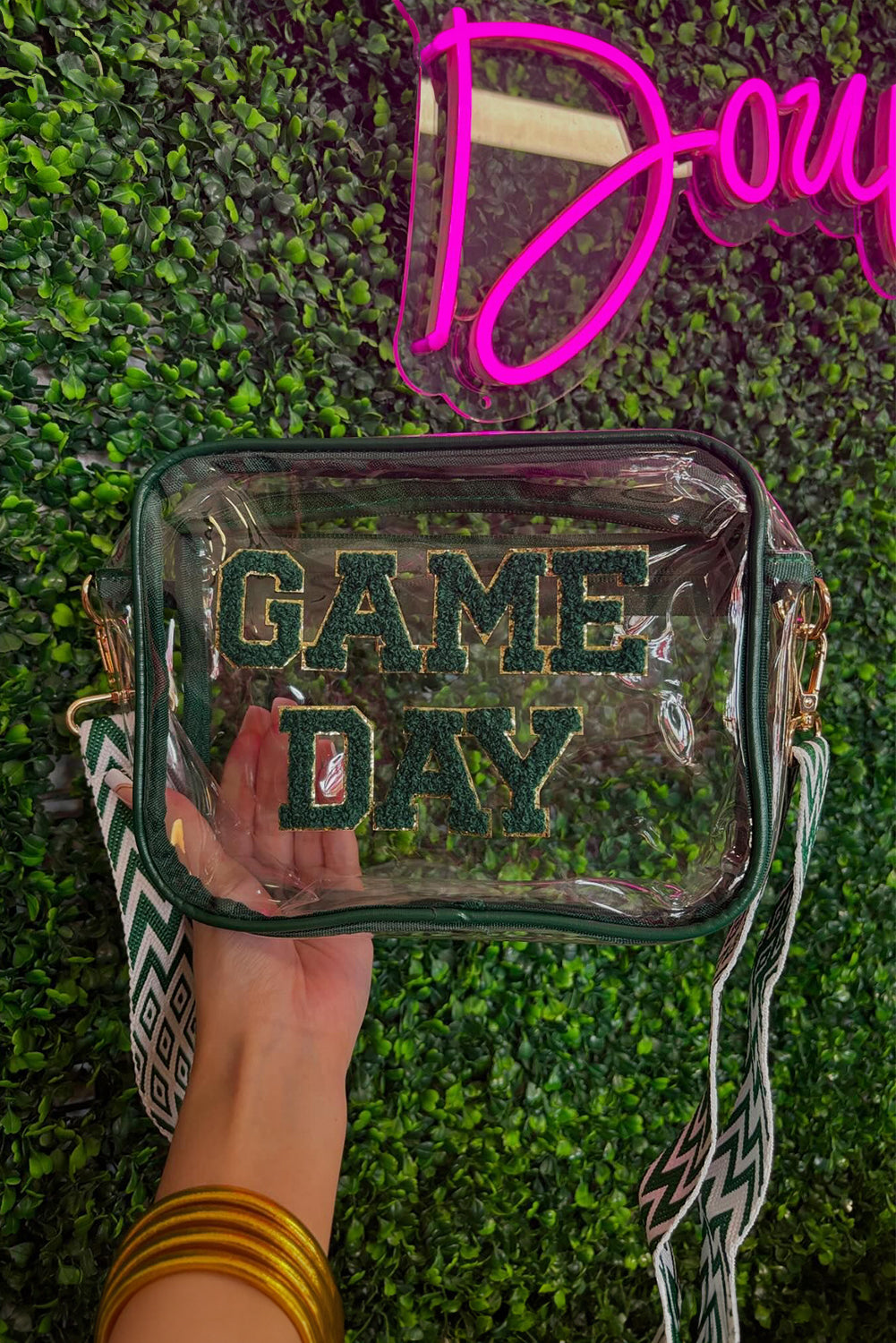 Blackish Green Game Day Clear PVC PU Material 23x15cm Single Shoulder Bag