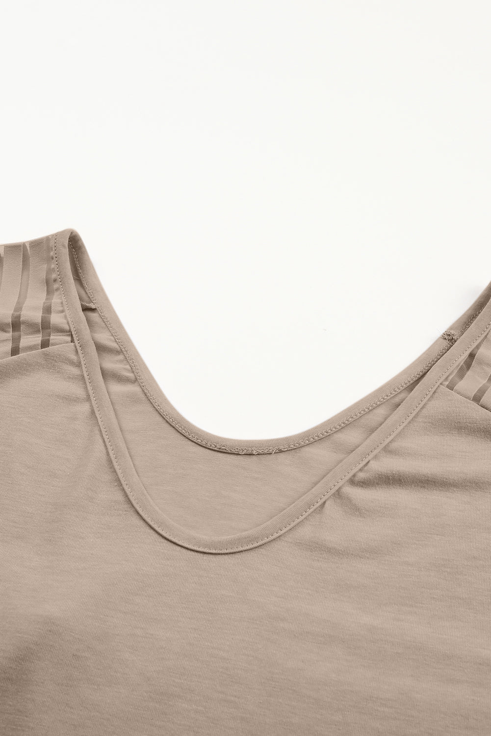 Khaki Striped Raglan Sleeve Plus Size Tee