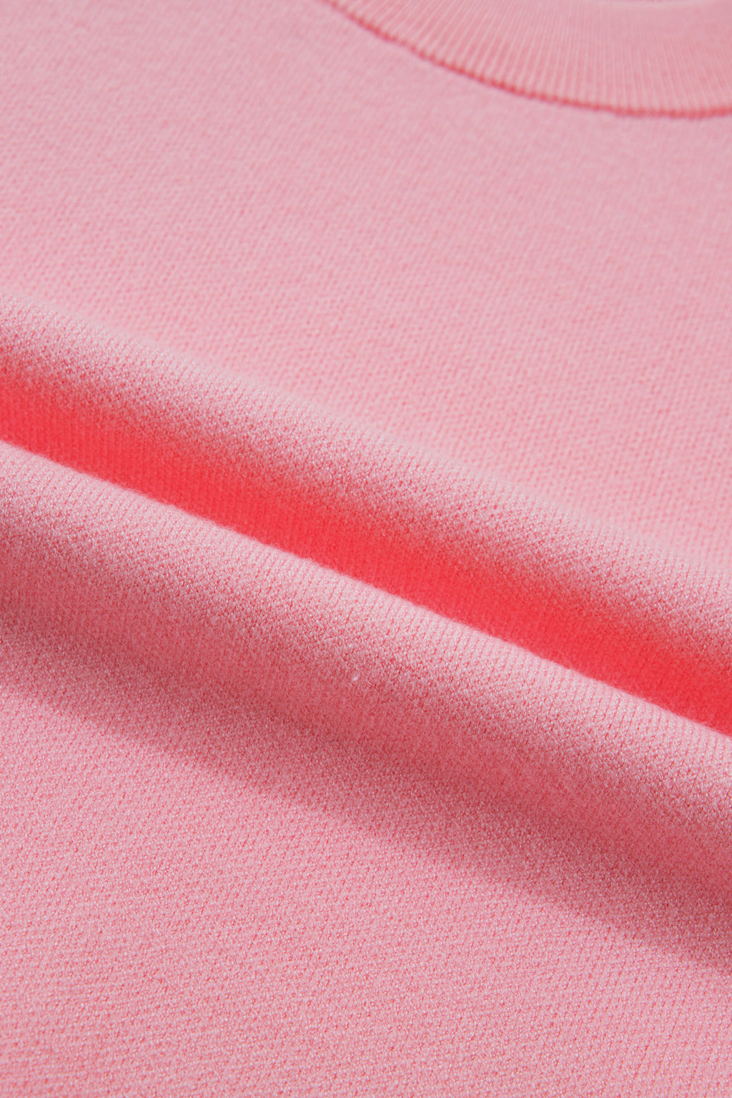Pink Scalloped Hem 3/4 Sleeve Sweater Top