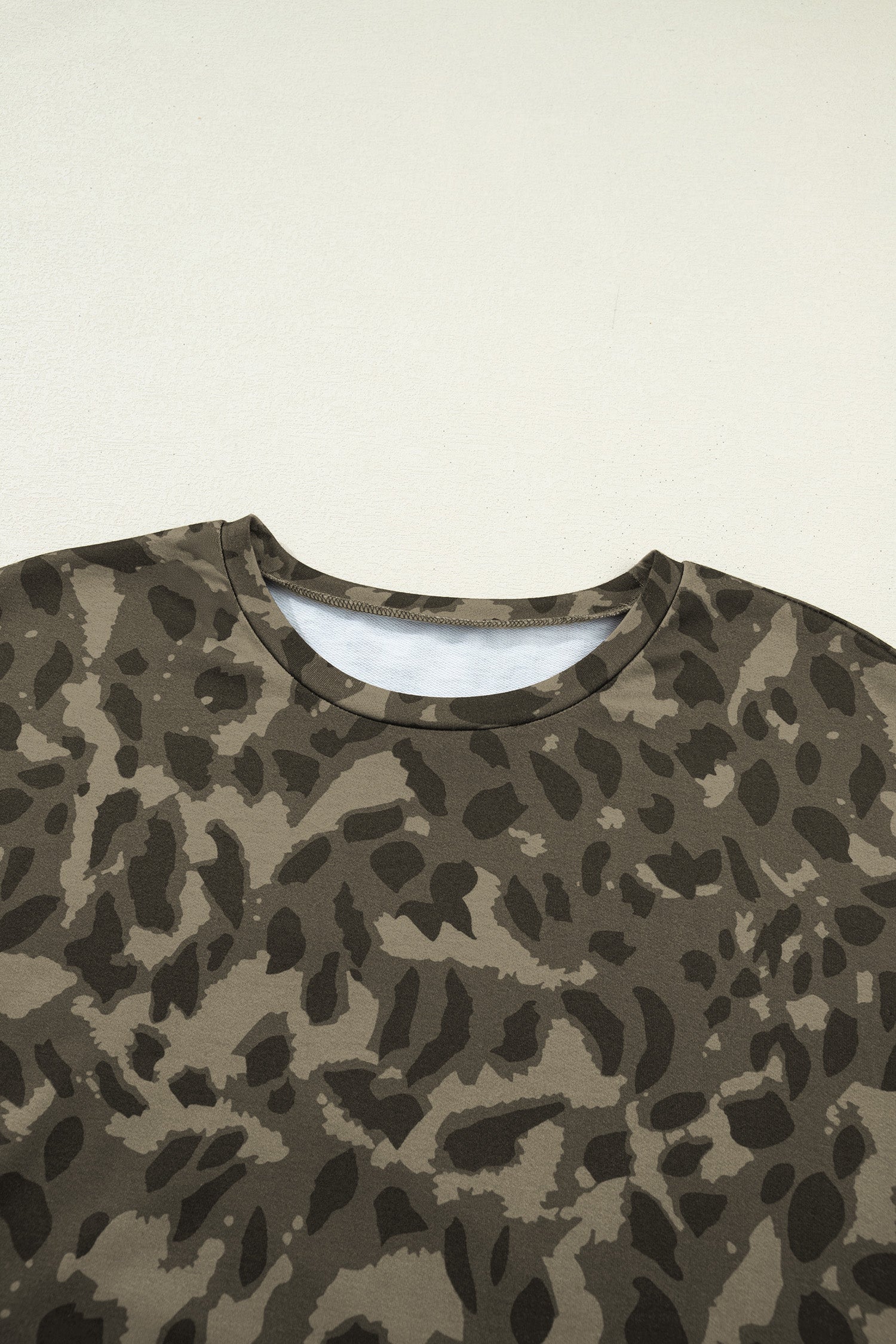 Brown Leopard Print Crew Neck Short Set
