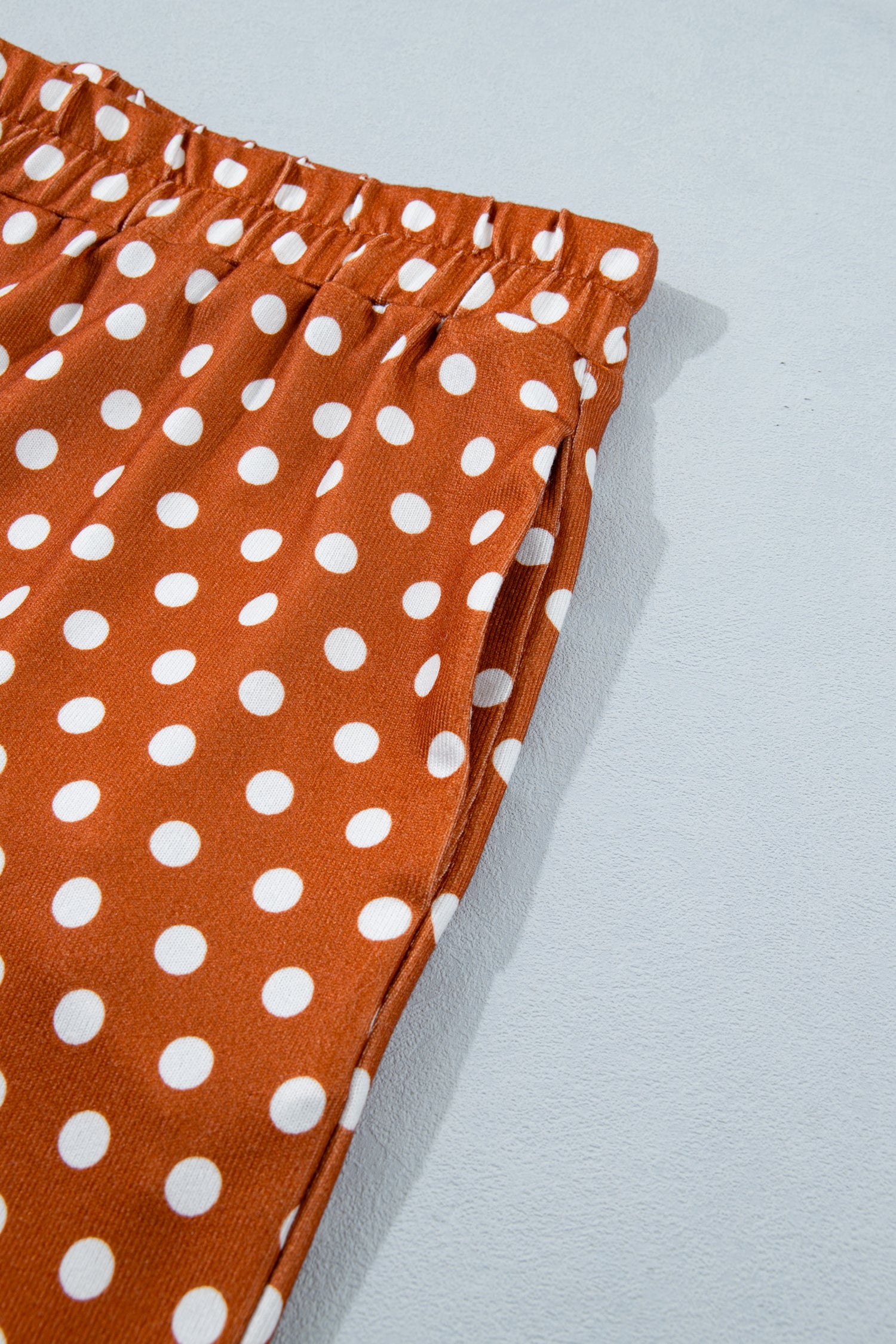 Brown Polka Dot Print Dropped Shoulder Tee Plus Size Short Set