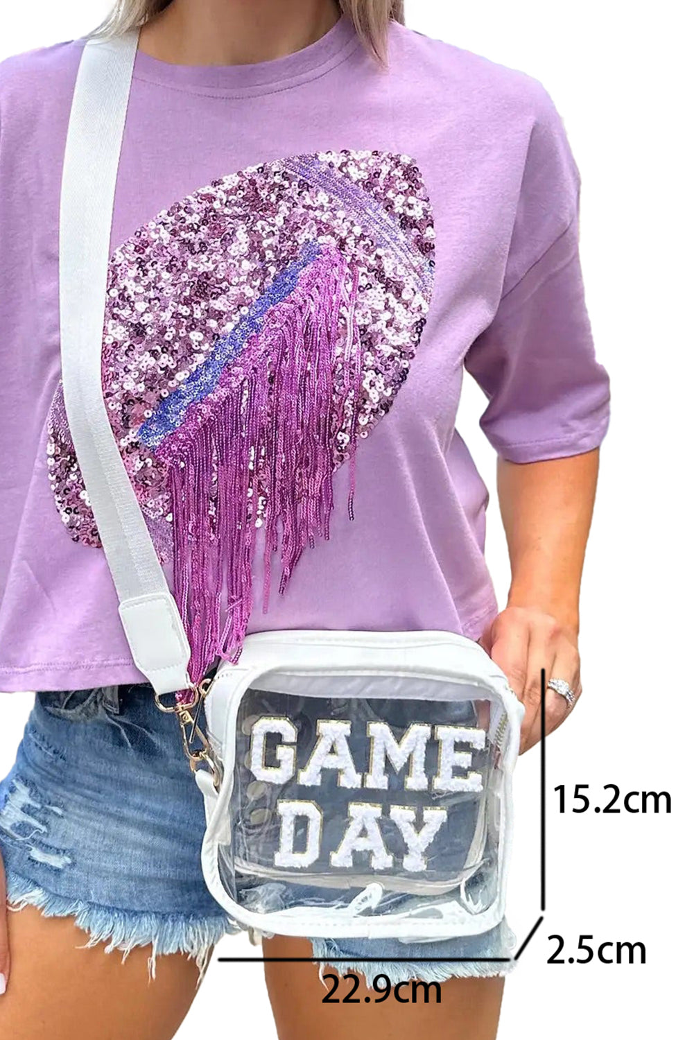 White Clear PVC GAME DAY Summer Fashion Single Shoulder Bag