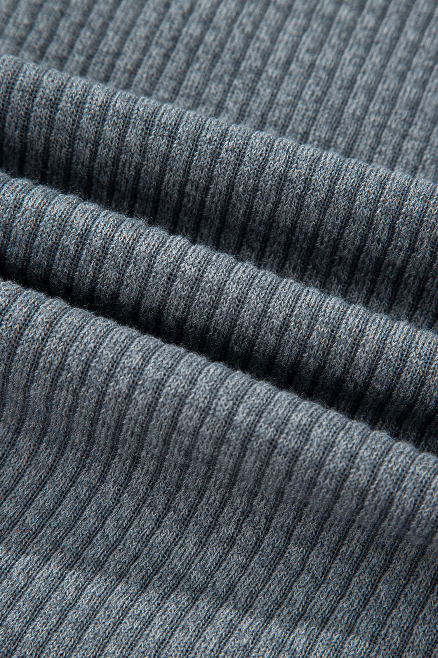 Medium Grey Ribbed Knit Buttons Front Flap Pocket Casual Shacket