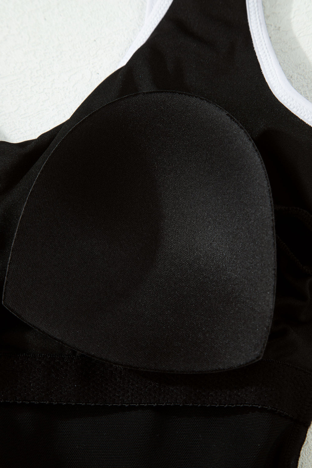 Black Contrast Trim Lace-up Back One Piece Swimsuit