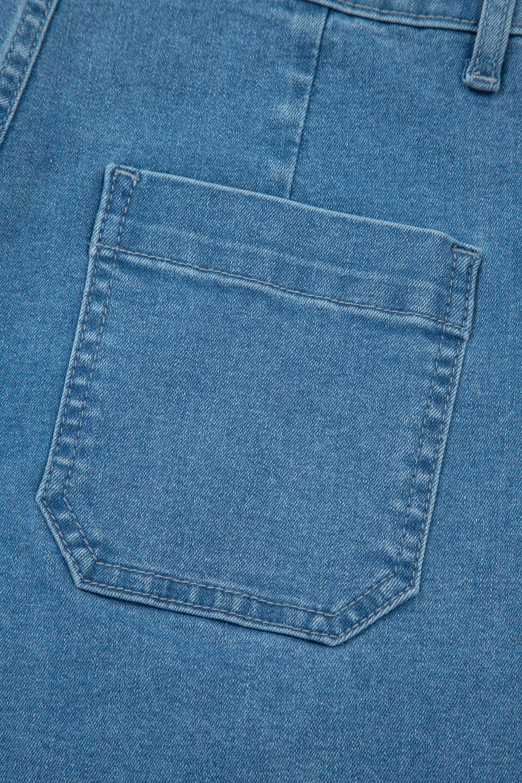 Dusk Blue Retro Washed Patch Pocket Stretchy Jeans