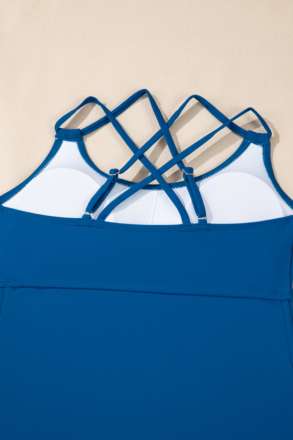 Prussian Blue Drawstring Tummy Control Mix-and-match 2pcs Tankini Swimsuit