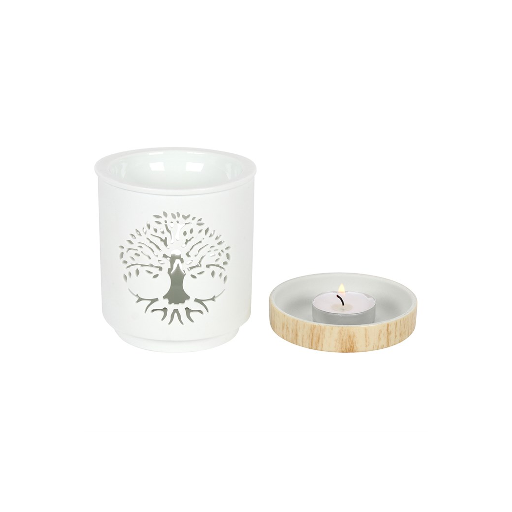 White Tree of Life Cut Out Oil Burner