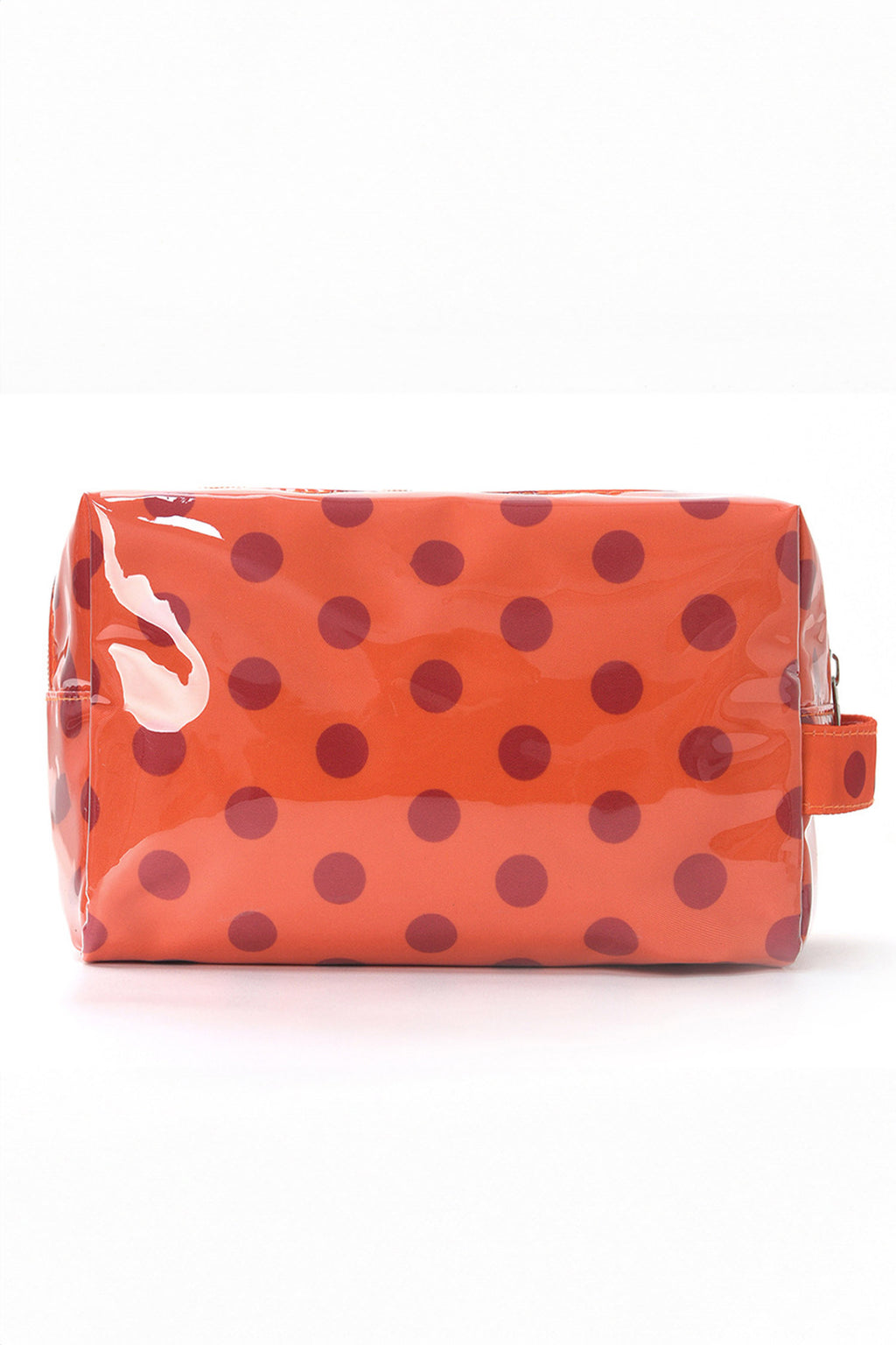 Orange Durable PVC Polka Dot Makeup Bag
