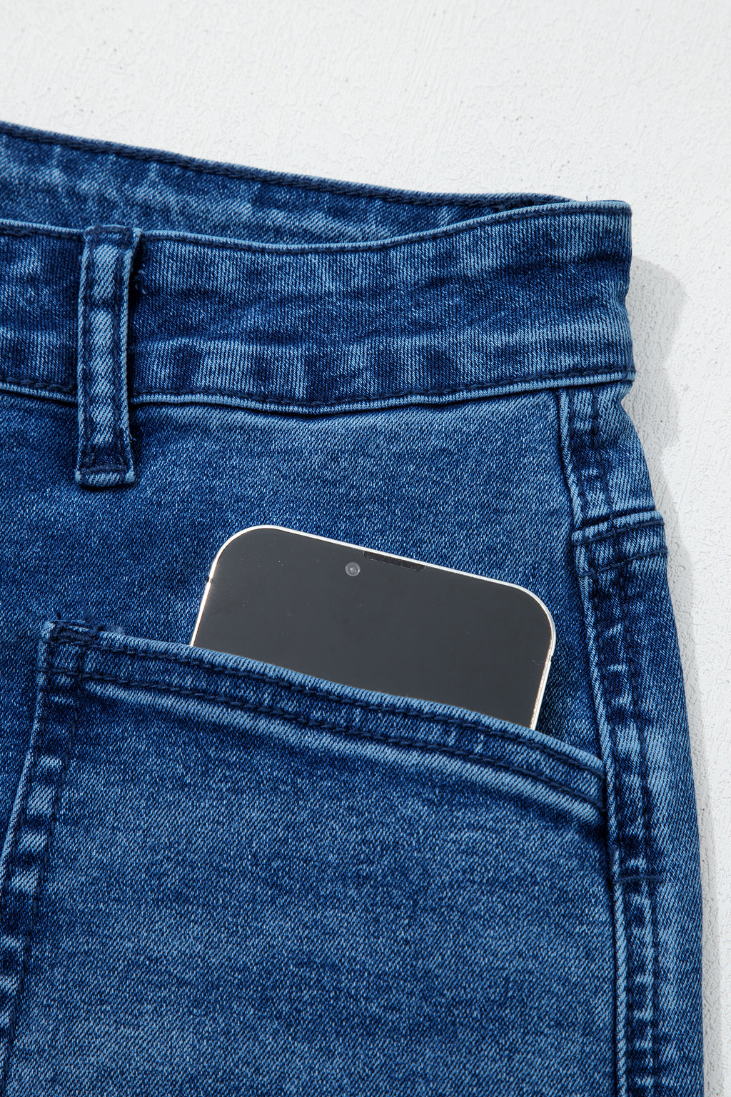 Sail Blue Frayed Cropped Barrel Jeans