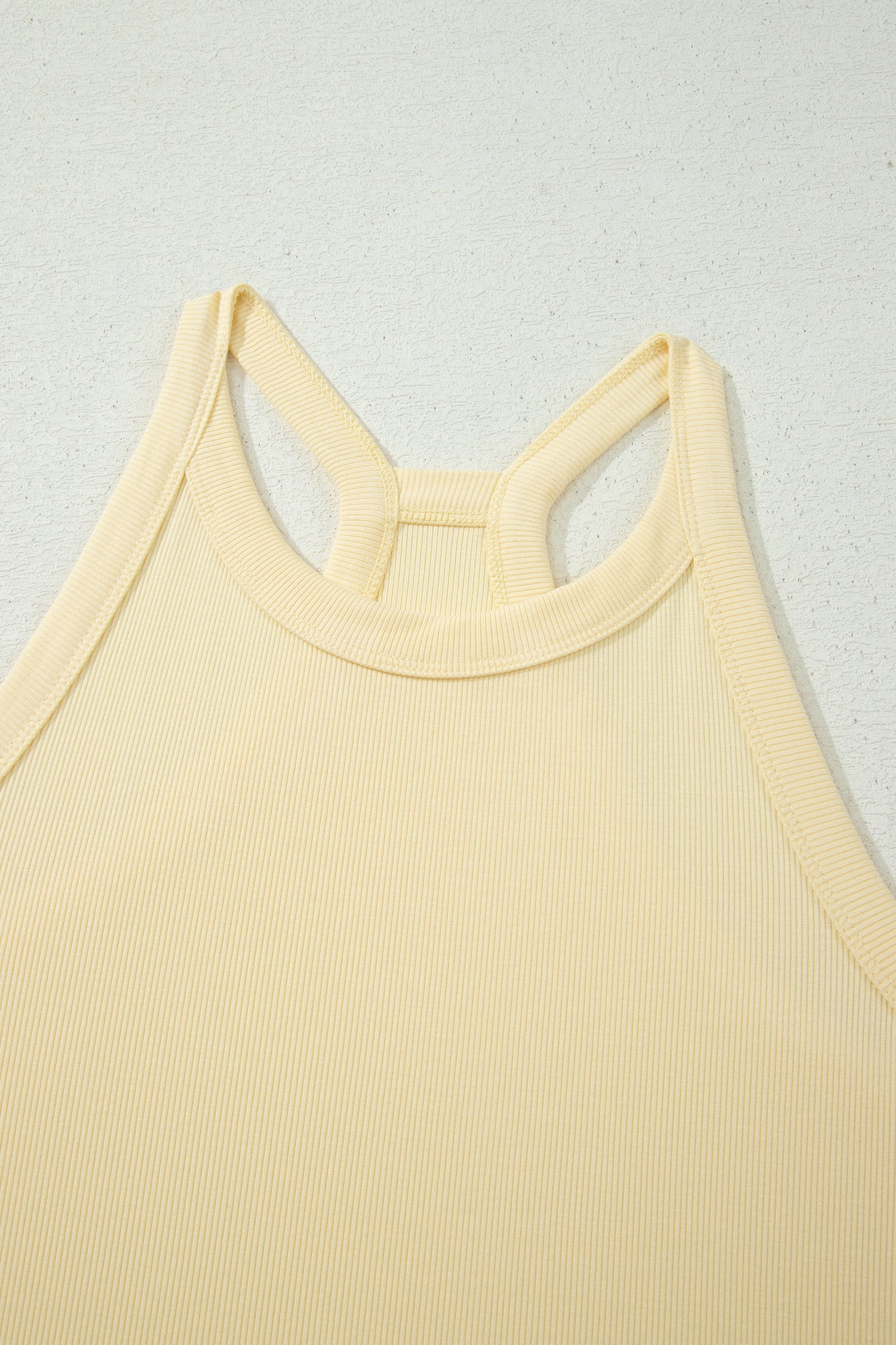 Yellow Cream Slim Ribbed Tank Top and Sweatpants Set