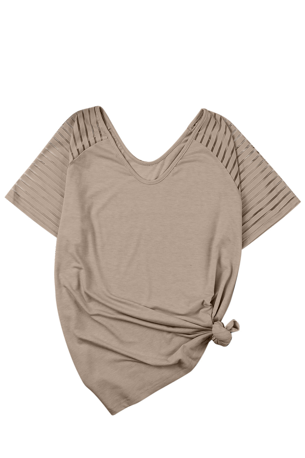 Khaki Striped Raglan Sleeve Plus Size Tee