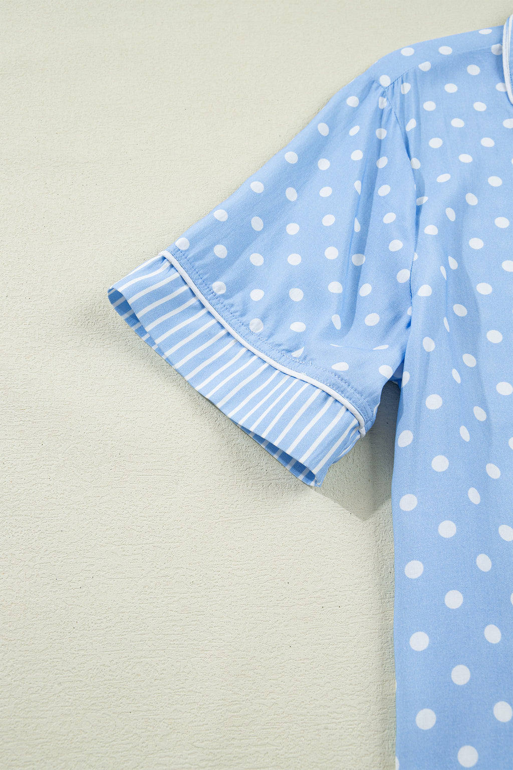 Sky Blue Dotted Print Soft Short Pajama Set