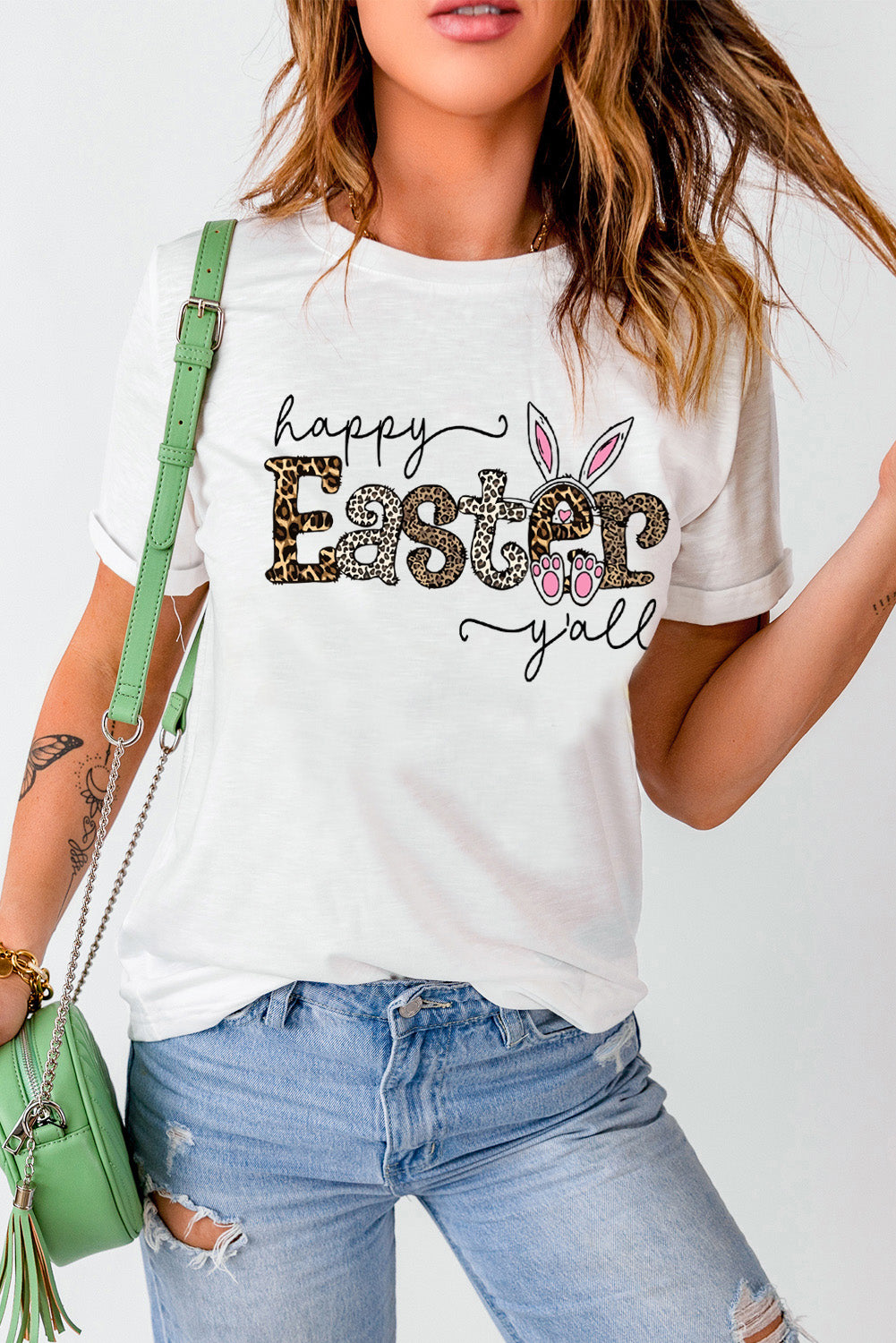 White Happy Easter yall Graphic Tee