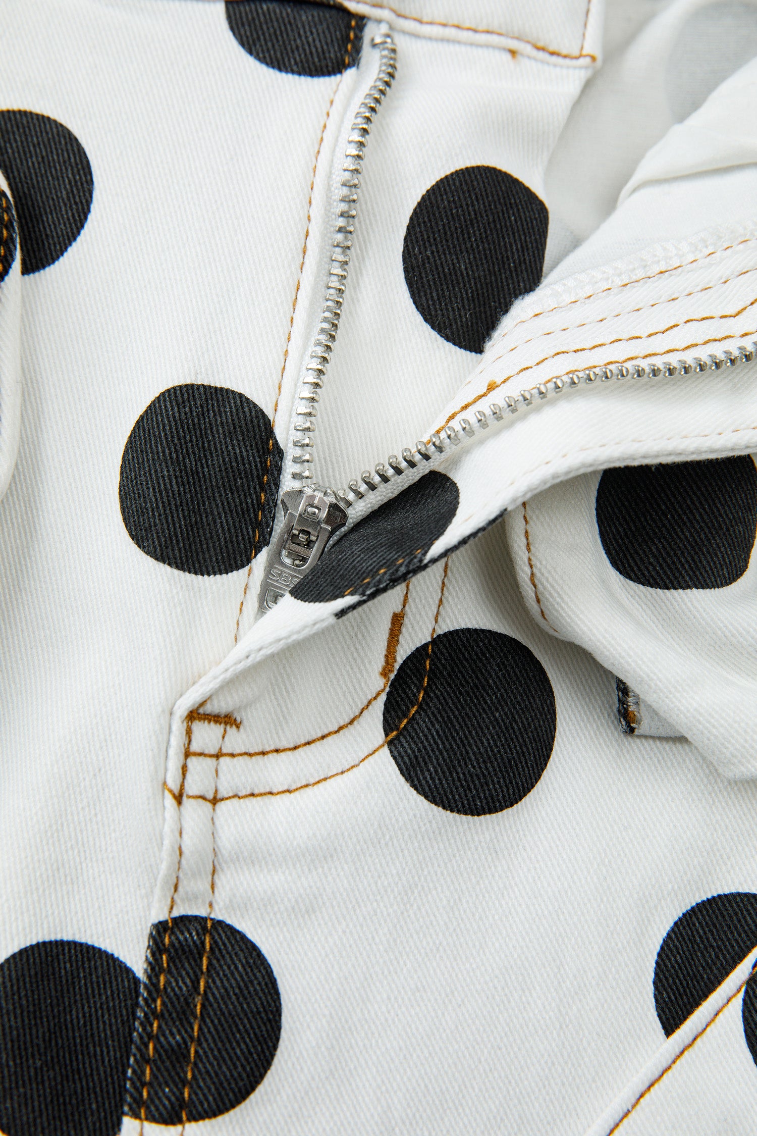 White Polka Dot Print Bow Detail Pocketed Barrel Jeans